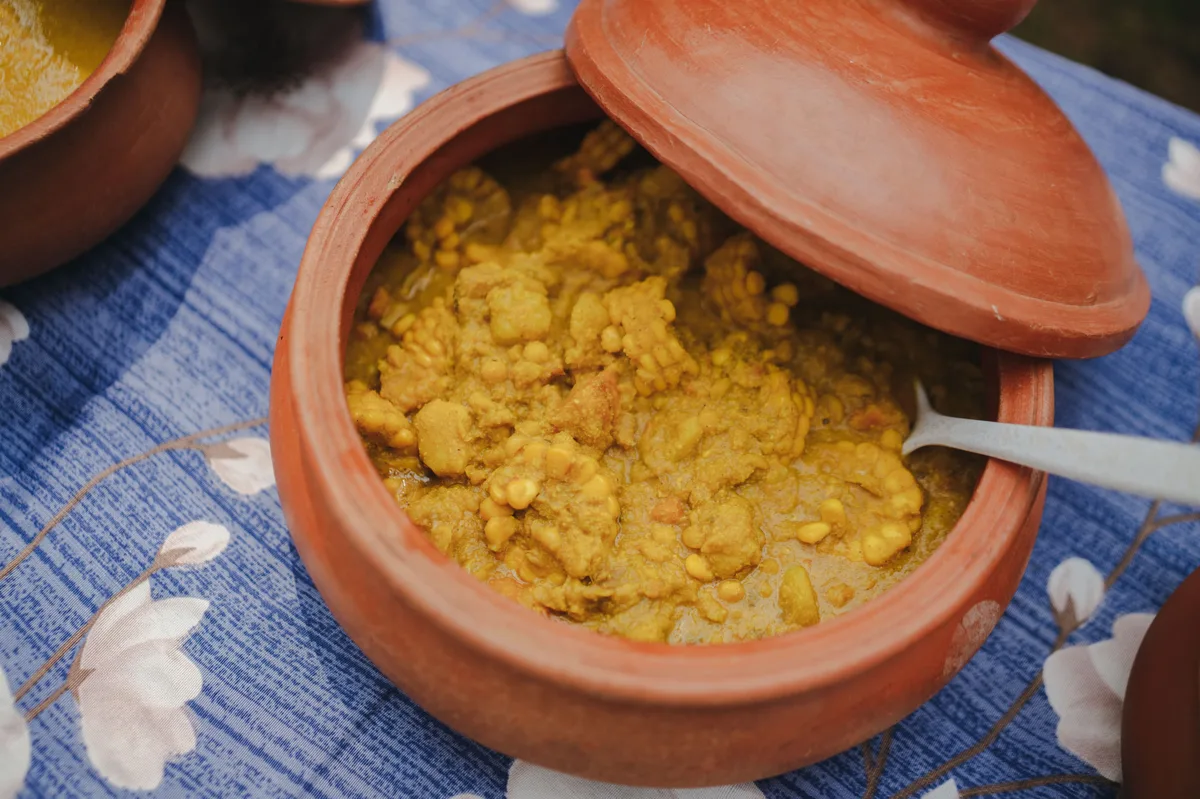 Chana curry served in a traditional clay pot